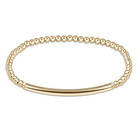 EUC enewton Classic 14KT Gold Filled 3mm Bead Bracelet Bliss Bar Smooth - Picture 1 of 4